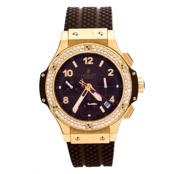 Pre Owned Hublot Chocolate 18K Rose Gold Diamond Big Bang Cappuccino 341.PC.1007.RX.114 Men's Wristwatch 41 mm