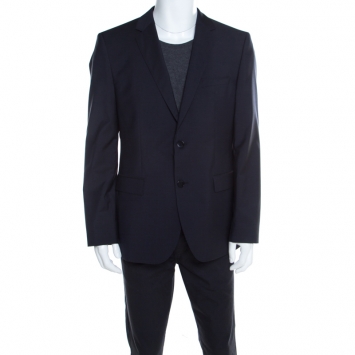 Pre Owned Hugo by Hugo Boss Navy Blue Wool Tailored James Blazer XL
