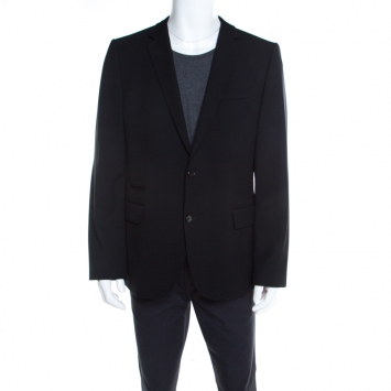 Pre Owned Hugo by Hugo Boss Black Wool Tailored Alkoso Blazer XL