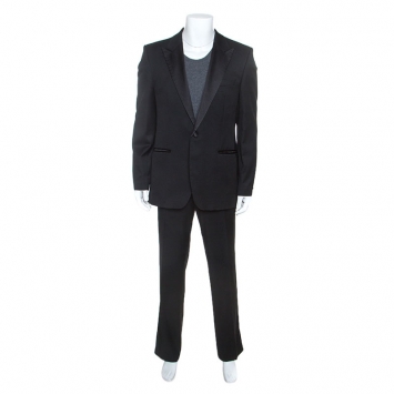 Pre Owned Hugo Boss Black Wool Cary Grant Super 110 Tuxedo XL