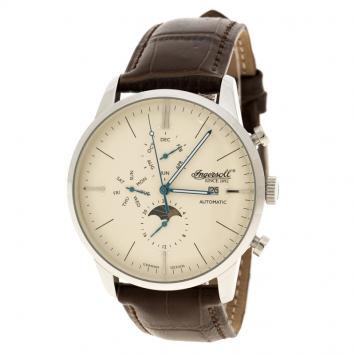 Pre Owned Ingersoll Cream Stainless Steel Aurora Men's Wristwatch 42MM