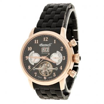 Pre Owned Ingersoll Black Rose Gold-Plated Steel Harvard Limited Edition Men's Wristwatch 43MM
