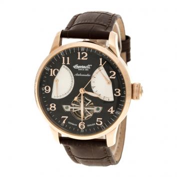 Pre Owned Ingersoll Black Rose Gold-Plated Steel Stetson II Men's Wristwatch 44MM