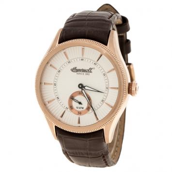 Pre Owned Ingersoll White Rose Gold-Plated Steel Bloomsbury Men's Wristwatch 42MM