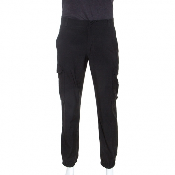 Pre Owned Jean Paul Gaultier Black Wool Lightweight Cargo Trousers XL 
