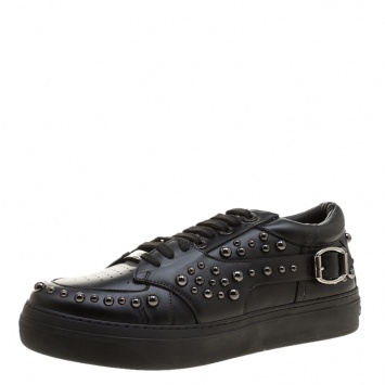 Pre Owned Jimmy Choo Black Studded Leather Roman Sneakers Size 42