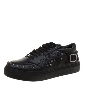 Pre Owned Jimmy Choo Black Studded Leather Roman Sneakers Size 43