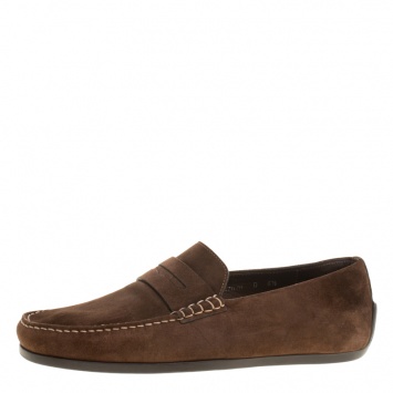 Pre Owned J.M.Weston Brown Suede Penny Loafers Size 42.5