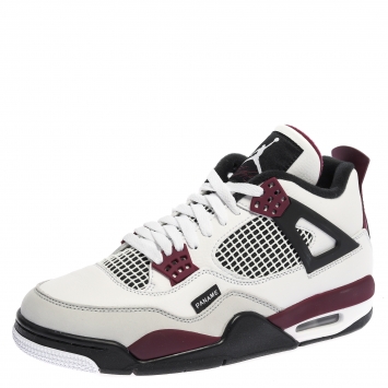 Pre Owned Air Jordan 4 Retro Tri Color Leather Paris Saint Germain Sneakers Size 42
