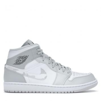 Pre Owned Nike Jordan 1 Mid Grey Camo Sneakers US Size 9 EU Size 42.5