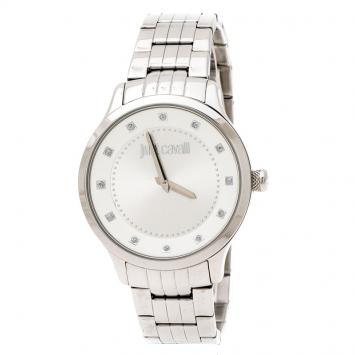 Pre Owned Just Cavalli Silver Stainless Steel 7253127530 Men's Wristwatch 42 mm