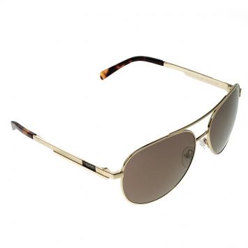 Pre Owned Korloff Gold/Gold KOR2022 Aviator Sunglasses