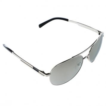 Pre Owned Korloff Silver Mirror KOR2026 Aviator Sunglasses
