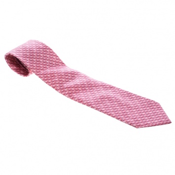 Pre Owned Lanvin Pink Spiral Printed Silk Tie 