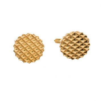 Pre Owned Lanvin Textured Gold Tone Round Cufflinks