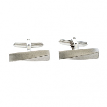 Pre Owned Lanvin Twisted Silver Tone Bar Cufflinks