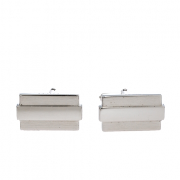 Pre Owned Lanvin Silver Tone Rectangular Cufflinks