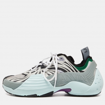 Pre Owned Lanvin Multicolor Mesh and Rubber Lace Up Sneakers Size 40