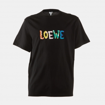 Pre Owned Loewe Black Cotton Anagram Embroidered Relaxed Fit T-Shirt XL