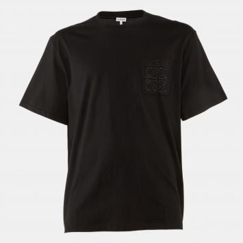 Pre Owned Loewe Black Cotton Anagram Embroidered Relaxed Fit T-Shirt L