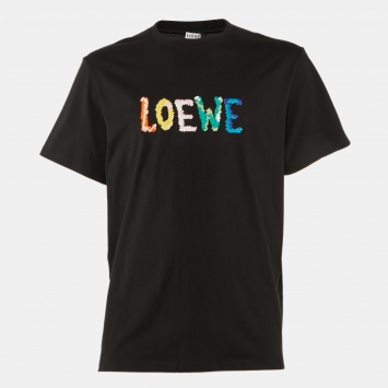Pre Owned Loewe Black Cotton Anagram Embroidered Relaxed Fit T-Shirt M