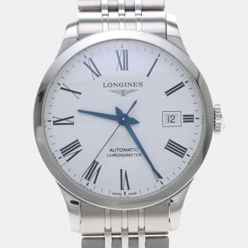 Pre Owned Longines Record L2.820.4 Automatic Stainless Steel Men's Wristwatch 39 mm