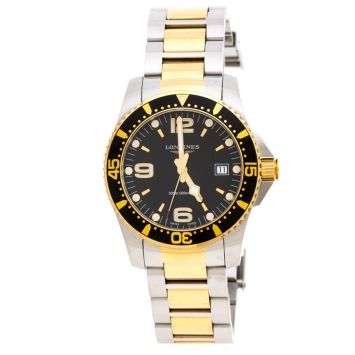 Pre Owned Longines Black Two-Tone Stainless Steel Hydro Conquest L37403567 Men's Wristwatch 41 mm