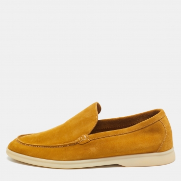 مملوكة مسبقًا Loro Piana Yellow Suede Summer Walk Loafers Size 43