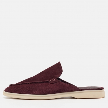 مملوكة مسبقًا Loro Piana Burgundy Suede Babouche Walk Mules Size 42