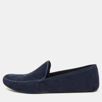 مملوكة مسبقًا Loro Piana Blue Suede Slip On Loafers Size 45