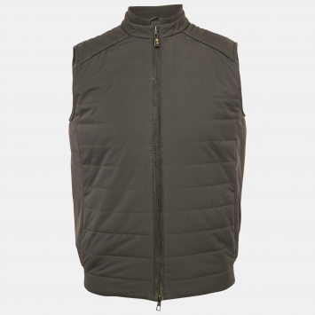 Pre Owned Loro Piana Grey Nylon Match Play Puffer Vest L