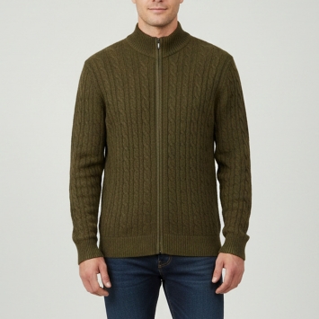 Pre Owned Loro Piana Green Cashmere Zip Up Cardigan M