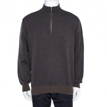 Pre Owned Loro Piana Brown Cashmere Roadster Pull Sweater L
