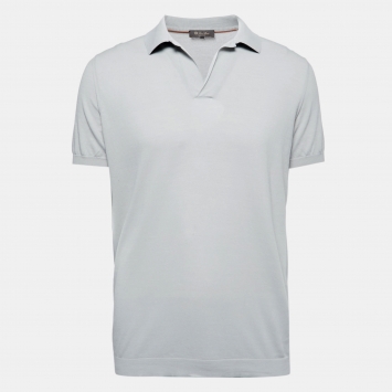 Pre Owned Loro Piana Grey Cotton Knit New Bay Polo T-Shirt XL