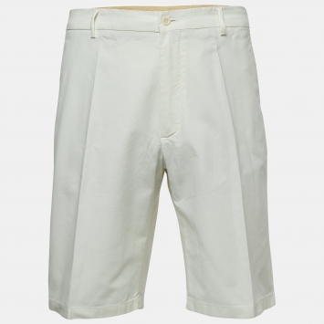 مملوكة مسبقًا Loro Piana White Cotton Bermuda Shorts 3XL