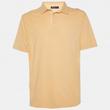 Pre Owned Loro Piana Orange Cotton Pique Polo T-Shirt XXL