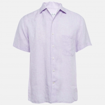 Pre Owned Loro Piana Lavender Linen Short Sleeve Shirt S