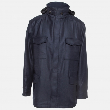 Pre Owned Loro Piana Navy Blue Gabardine Traveller Jacket L