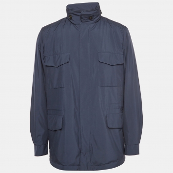 Pre Owned Loro Piana Navy Blue Synthetic Windmate Traveller Jacket L