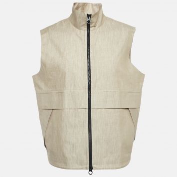 Pre Owned Loro Piana Beige Linen Zip-Up Miki Vest L