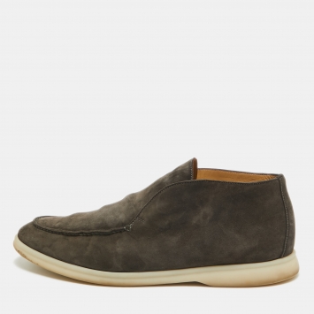 Pre Owned Loro Piana Grey Suede Open Walk Boots Size 43