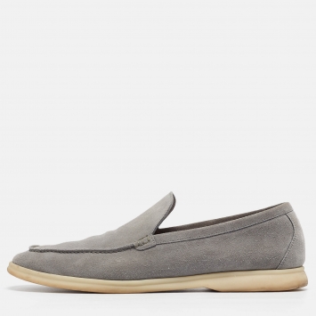 Pre Owned Loro Piana Grey Suede Summer Walk Loafers Size 45