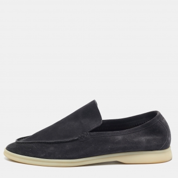 Pre Owned Loro Piana Dark Grey Suede Summer Walk Loafers  Size 42.5