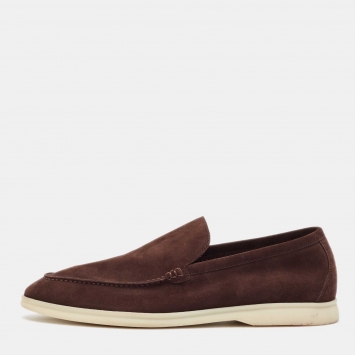 مملوكة مسبقًا Loro Piana Brown Suede Summer Walk Loafers  Size 45.5