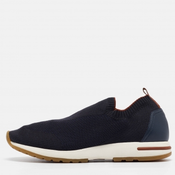 Pre Owned Loro Piana Navy Blue Knit Fabric 360 LP Flexy Walk Sneakers Size 42