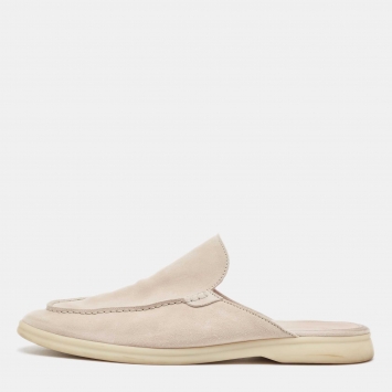 Pre Owned Loro Piana Beige Suede Babouche Walk Mules Size 42