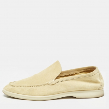 Pre Owned Loro Piana Limes Green Suede Summer Walk Loafers Size 42.5