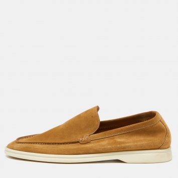 Pre Owned Loro Piana Beige Nubuck Summer Walk Loafers Size 42