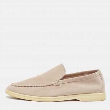 Pre Owned Lora Piano Beige Suede Summer Walk Loafers Size 40