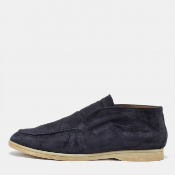 Pre Owned Loro Piana Blue Suede Open Walk Chukka Boots Size 45